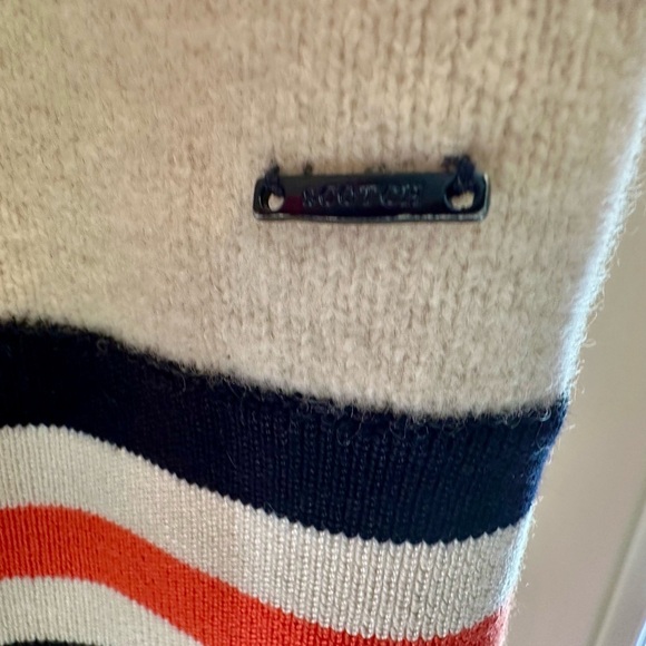 Scotch & Soda Cream Varsity-Style Sweater Dress with Coral and Navy Trim XS - Picture 2 of 9